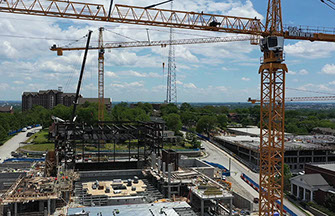 college building site - 3 cranes